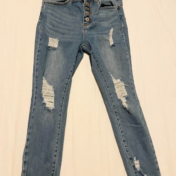 Wax Jean Butt I Love You Jeans Distressed Womans Size 9 - Picture 7 of 16